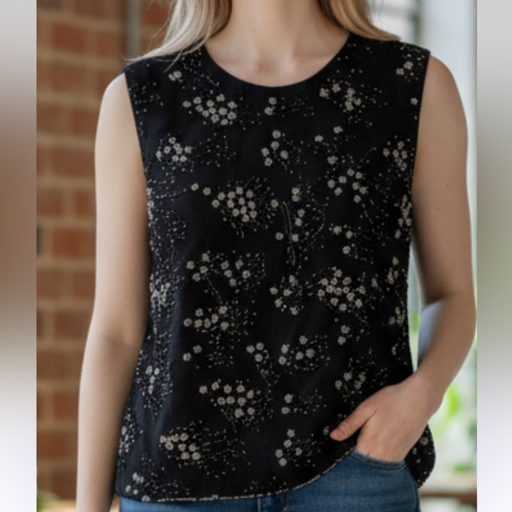 Flora Nikrooz Black Embellished Top Beaded Lace Tank Medium Evening Formal